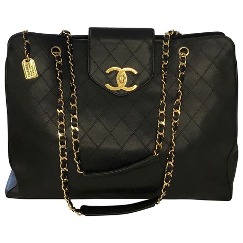 cabas chanel noir|Chanel sacs.